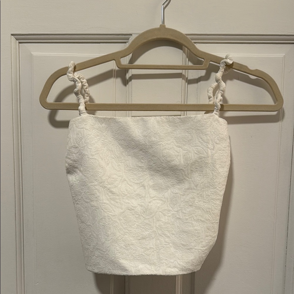 ZARA White Textured Tank - Backless